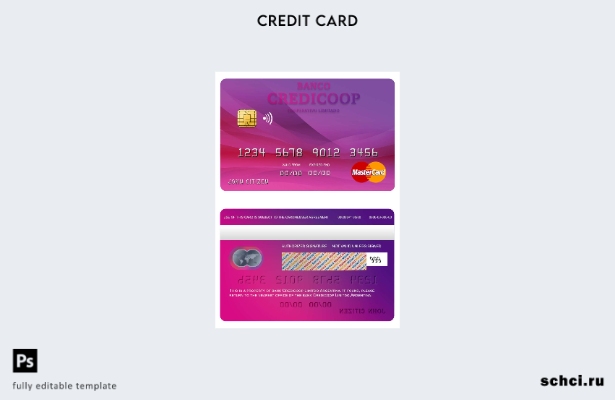 цифровая загрузка шаблона карты Mastercard банка Аргентины Credicoop