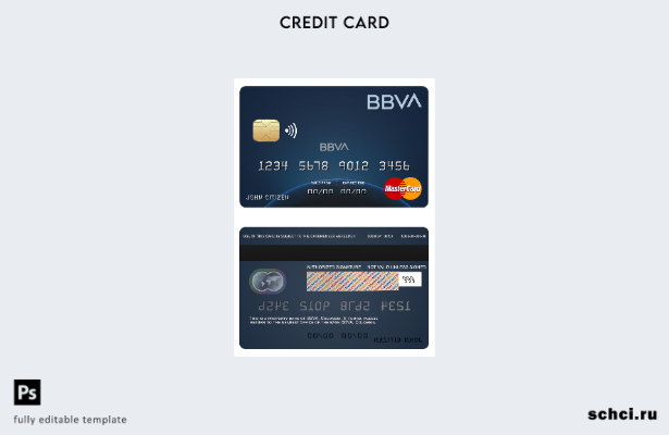 цифровая загрузка шаблона карты Mastercard банка Колумбии BBVA