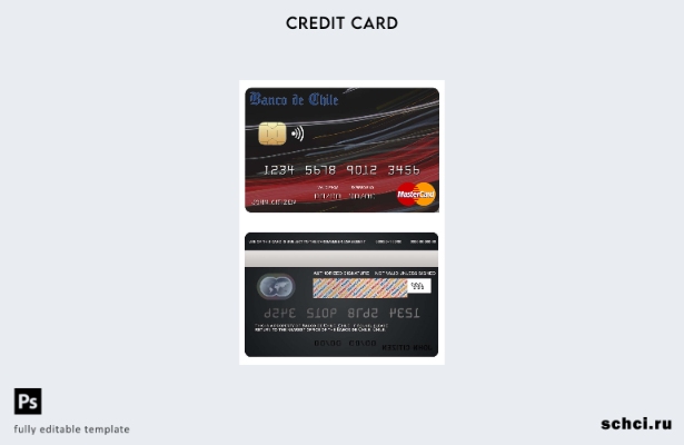 цифровая загрузка шаблона карты Mastercard банка Чили Banco de Чили