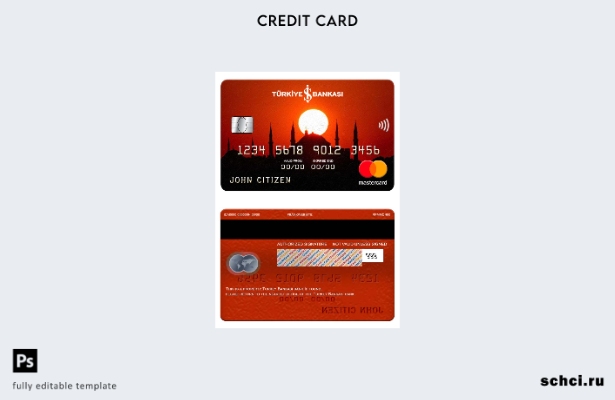 цифровая загрузка шаблона карты Mastercard банка Bankasi в Турции