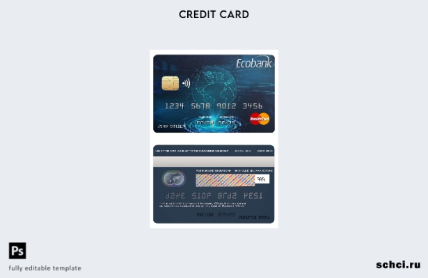 цифровая загрузка шаблона карты Mastercard банка Chad Ecobank