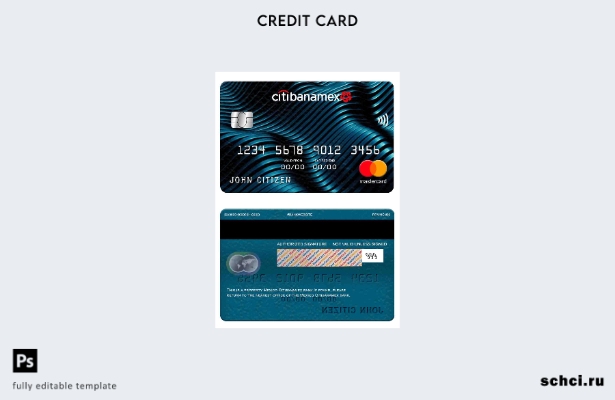 цифровая загрузка шаблона карты Mastercard банка Citibanamex в Мексике