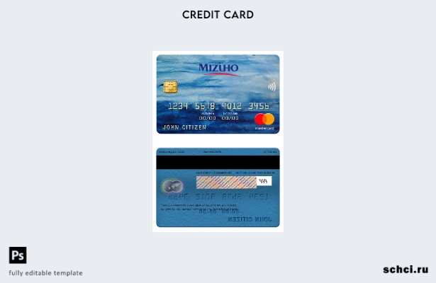 цифровая загрузка шаблона карты Mastercard японского банка Mizuho