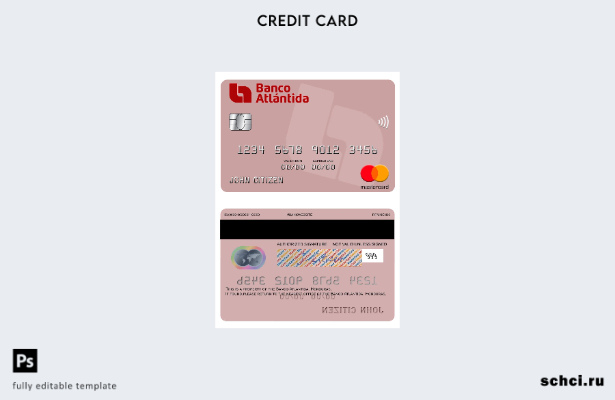 цифровая загрузка шаблона карты Mastercard Banco Atlantida Гондураса