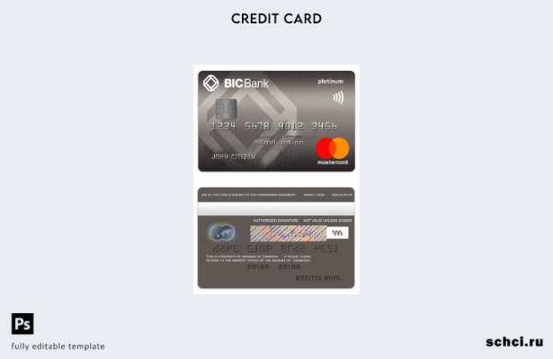 цифровая загрузка шаблона карты Mastercard Credit Platinum Камбоджи BICBank