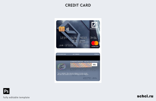 цифровая загрузка шаблона карты Mastercard Deutsche Bank в Германии