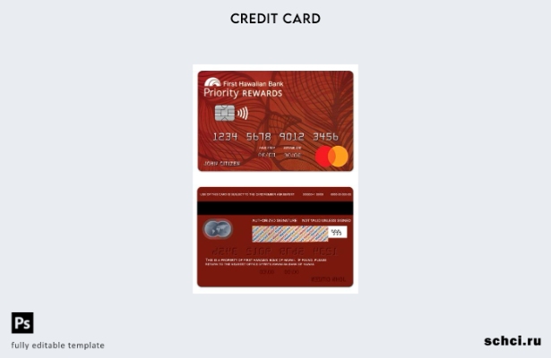 цифровая загрузка шаблона карты Mastercard Hawaii Priority RewardsSM Credit