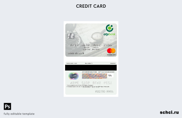 цифровая загрузка шаблона карты Mastercard OTP Bank в Венгрии