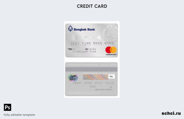 цифровая загрузка шаблона карты Mastercard Platinum Bank Bank в Таиланде