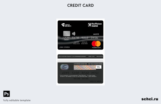 цифровая загрузка шаблона карты Mastercard Raiffeisen Bank World в Чехии