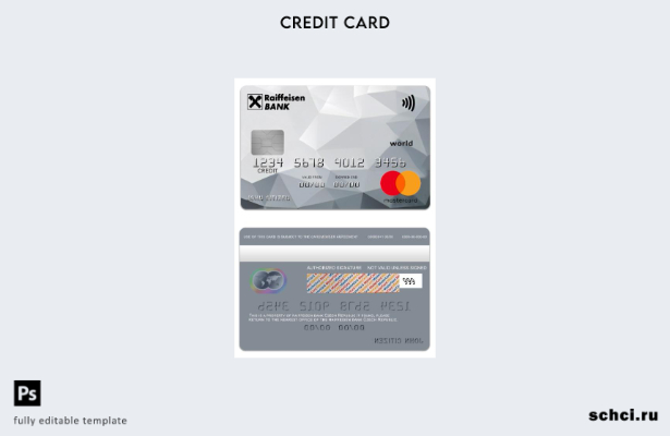 цифровая загрузка шаблона карты Mastercard Raiffeisen Bank World Credit в Чехии