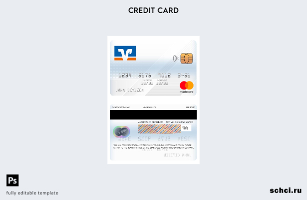 цифровая загрузка шаблона карты Mastercard Volksbank в Германии