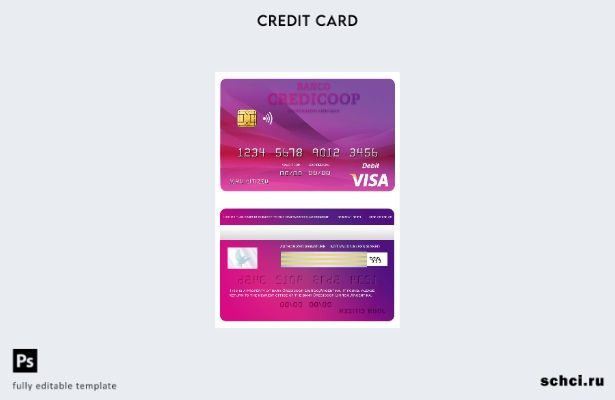 цифровая загрузка шаблона карты Visa Аргентинского банка Credicoop