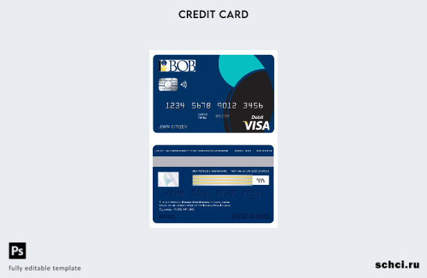 цифровая загрузка шаблона карты Visa Банка Багамских Островов