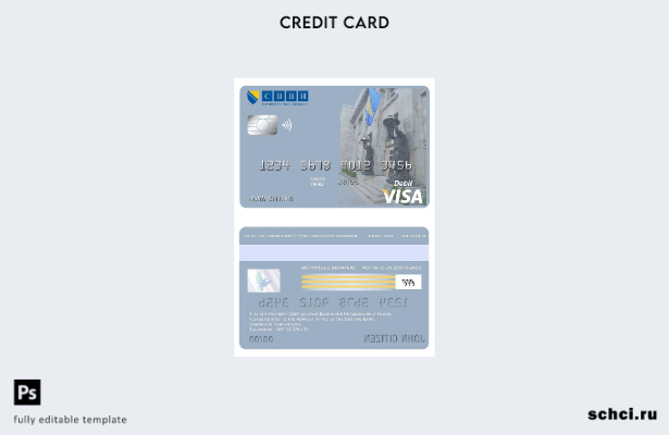 цифровая загрузка шаблона карты Visa Центрального банка Боснии и Герцеговины