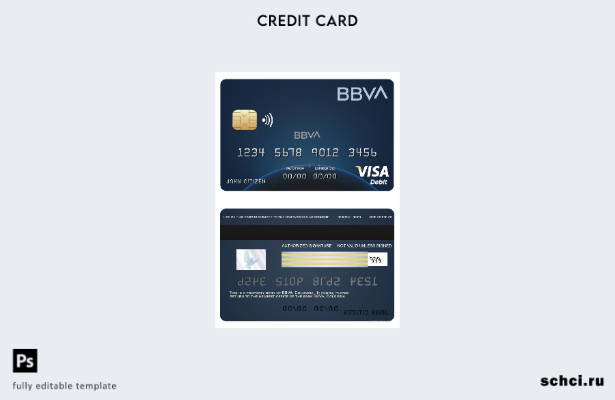 цифровая загрузка шаблона карты Visa банка Колумбии BBVA