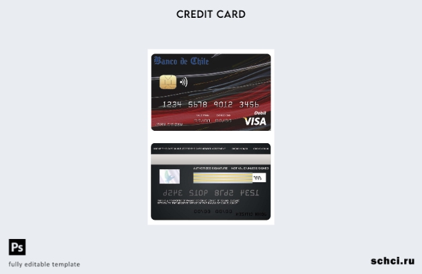 цифровая загрузка шаблона карты Visa банка Banco de Чили Чили