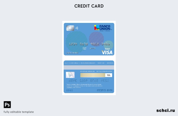 цифровая загрузка шаблона карты Visa банка Bolivia Banco Union