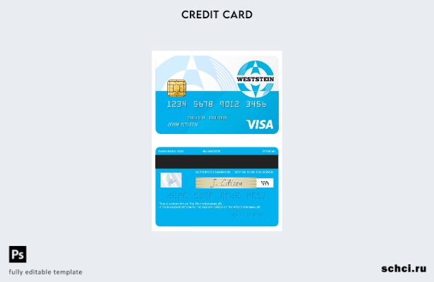 цифровая загрузка шаблона карты Visa банка Weststein в Соединенном Королевстве