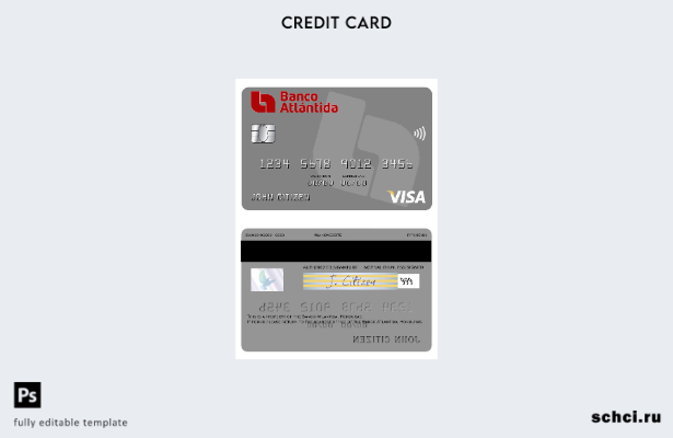 цифровая загрузка шаблона карты Visa Banco Atlantida Гондураса