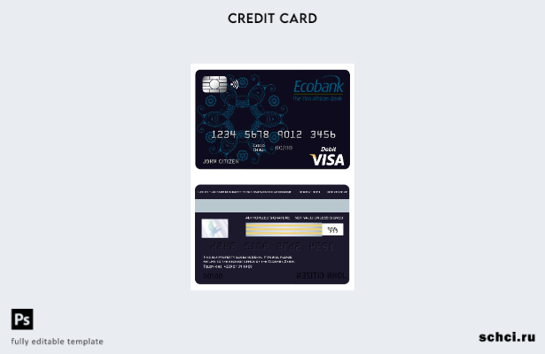 цифровая загрузка шаблона карты Visa Benin Ecobank