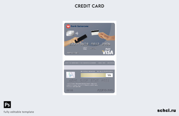 цифровая загрузка шаблона карты Visa Botswana Bank Gaborone
