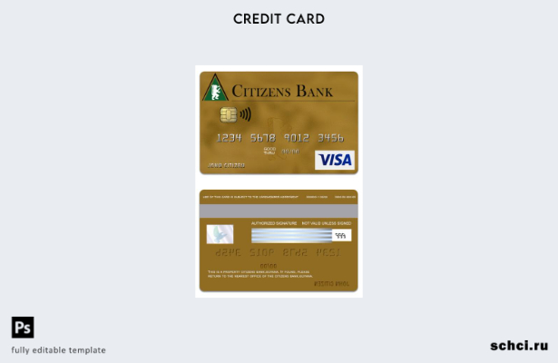 цифровая загрузка шаблона карты Visa Citizens Bank Гайаны