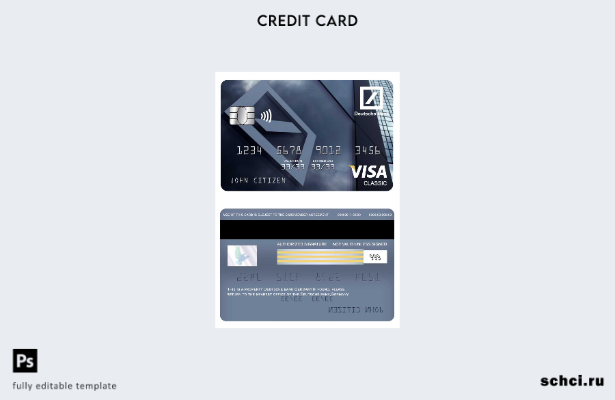 цифровая загрузка шаблона карты Visa Classic в Германии Deutsche Bank