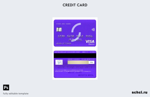 цифровая загрузка шаблона карты Visa Electronic банка Starling Соединенного Коро