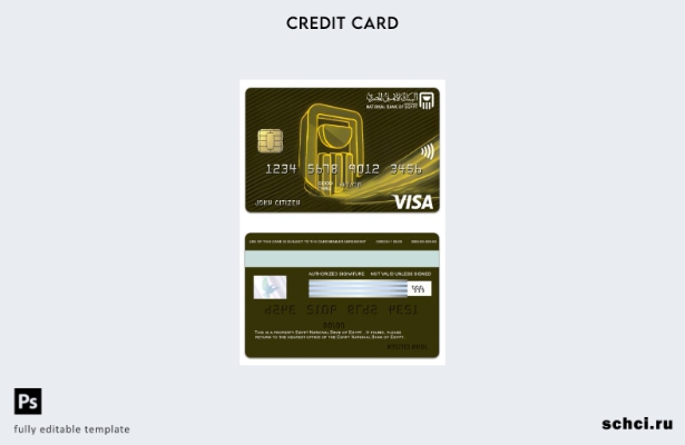 цифровая загрузка шаблона карты Visa Gold Национального банка Египта Египта