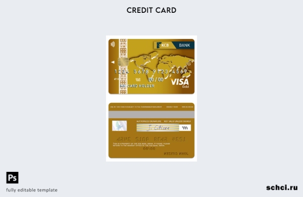 цифровая загрузка шаблона карты Visa Gold банка Кении KCB Bank
