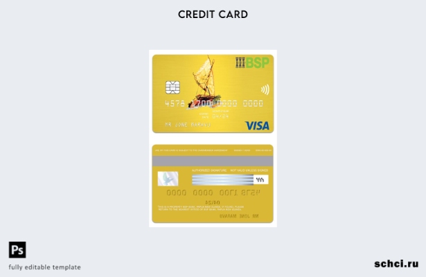 цифровая загрузка шаблона карты Visa Gold BSP Bank Папуа Новой Гвинеи