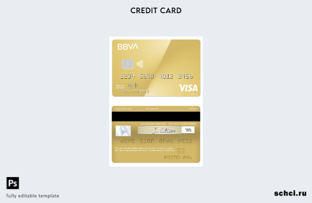 цифровая загрузка шаблона карты Visa Gold Visa BBVA Bank Португалии
