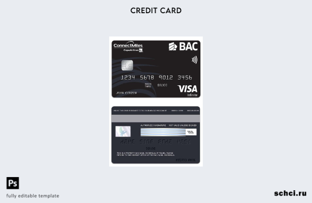 цифровая загрузка шаблона карты Visa Infinite для Никарагуа BAC Bank