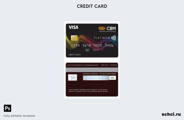 цифровая загрузка шаблона карты Visa Platinum Коммерческого банка Мальдивских ос