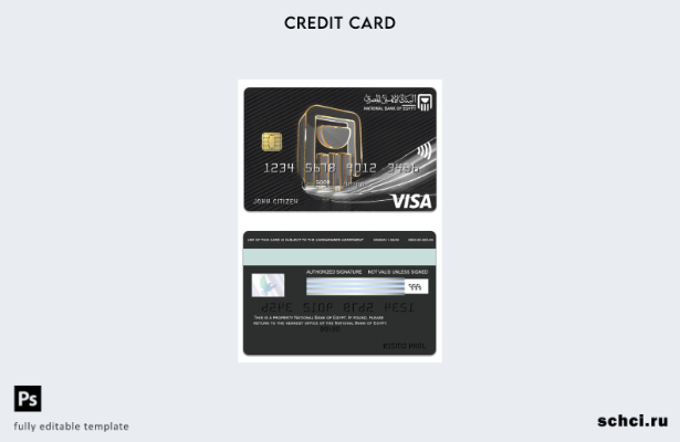 цифровая загрузка шаблона карты Visa Platinum Национального банка Египта