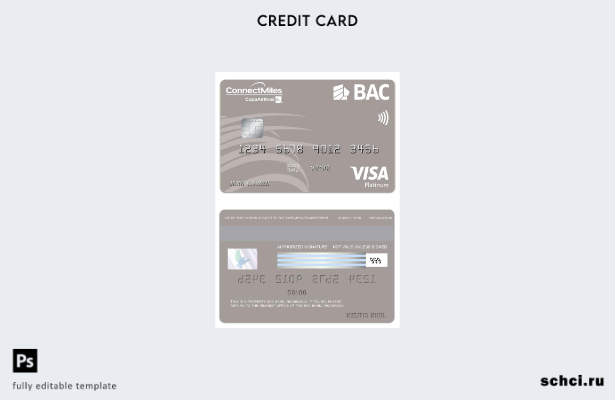 цифровая загрузка шаблона карты Visa Platinum Никарагуа BAC Bank