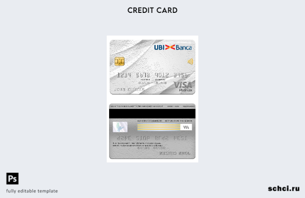 цифровая загрузка шаблона карты Visa Platinum банка UBI Италии