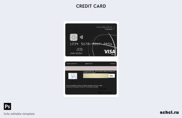 цифровая загрузка шаблона карты Visa Platinum Andorra Andbank