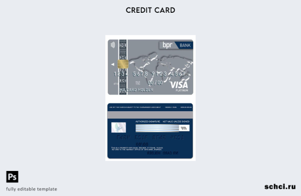 цифровая загрузка шаблона карты Visa Platinum Rwanda BPR Bank