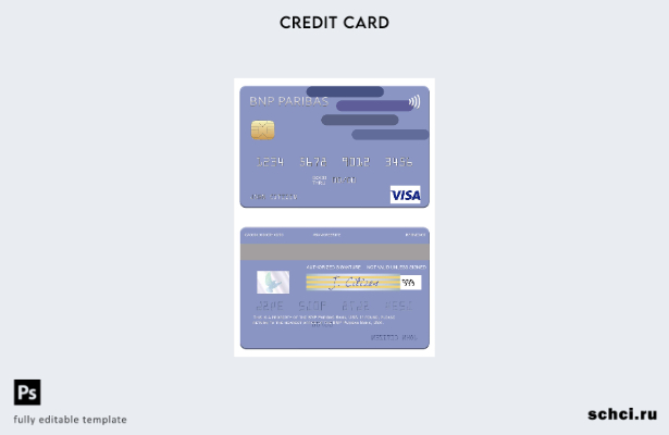цифровая загрузка шаблона карты Visa USA BNP Paribas Bank