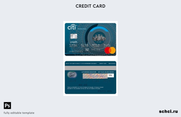 цифровая загрузка шаблона карты World Credit Mastercard Польши CitiBank
