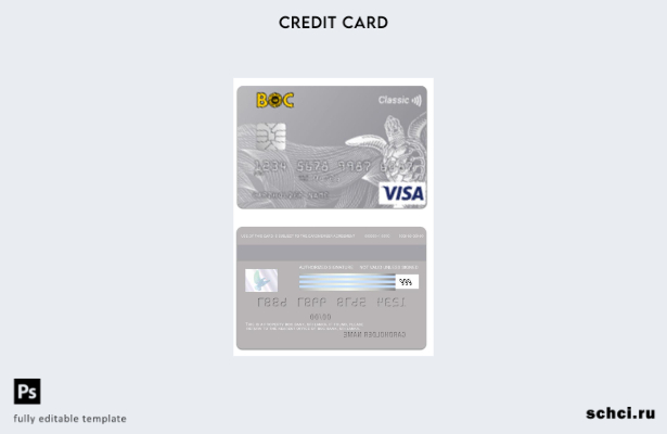 цифровая загрузка шаблона классической карты Visa Шри Ланки BOC Bank