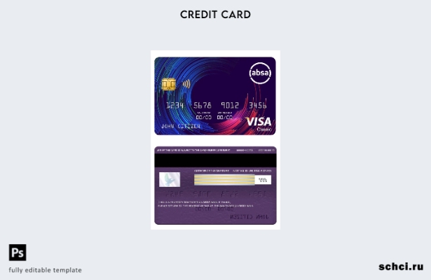 цифровая загрузка шаблона классической карты Visa банка ABSA в Южной Африке