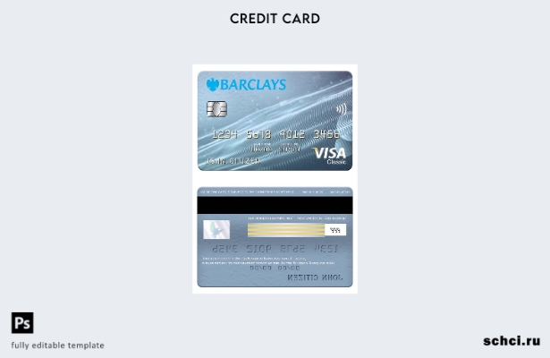 цифровая загрузка шаблона классической карты Visa банка Barclays в Соединенном К