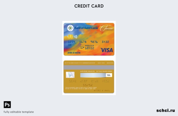 цифровая загрузка шаблона классической карты Visa Bank of Saint Lucia