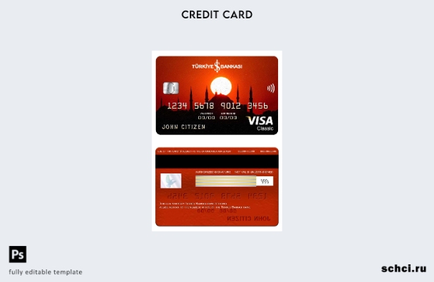 цифровая загрузка шаблона классической карты Visa Bankasi в Турции