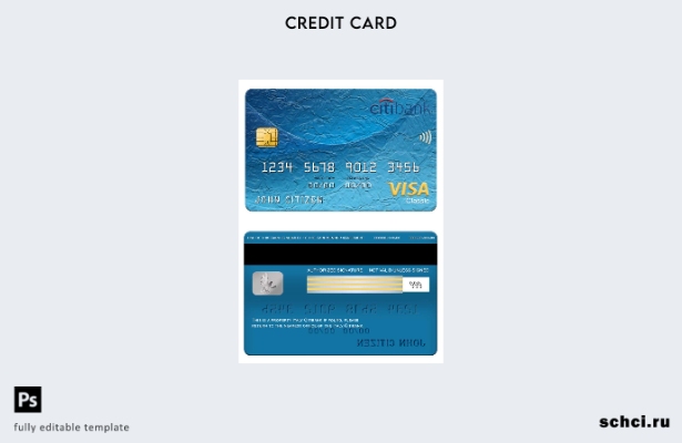 цифровая загрузка шаблона классической карты Visa Citibank Италии