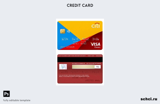 цифровая загрузка шаблона классической карты Visa Citibank в Нидерландах