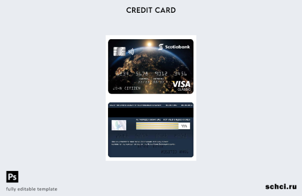 цифровая загрузка шаблона классической карты Visa Hong Kong Scotiabank Visa